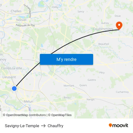 Savigny-Le-Temple to Chauffry map