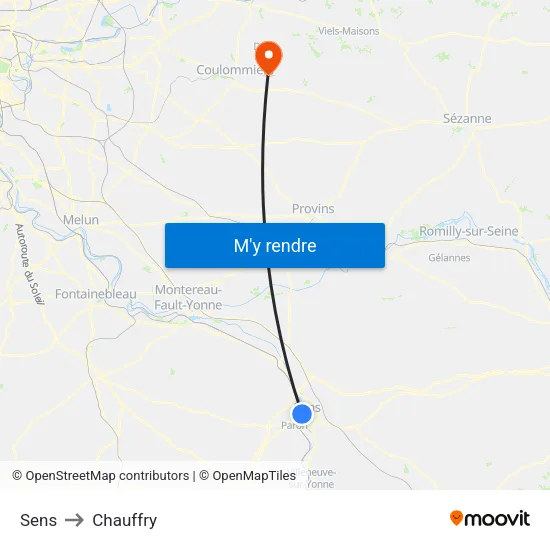 Sens to Chauffry map