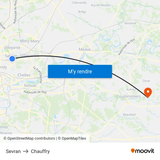 Sevran to Chauffry map