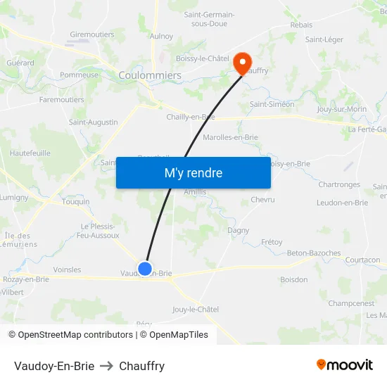 Vaudoy-En-Brie to Chauffry map