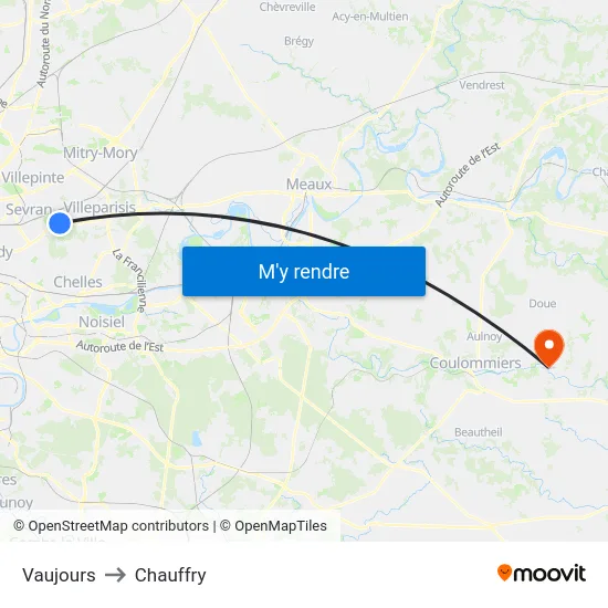 Vaujours to Chauffry map