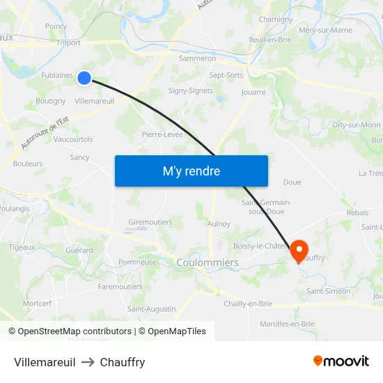 Villemareuil to Chauffry map