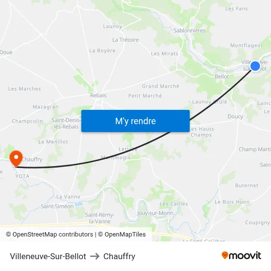 Villeneuve-Sur-Bellot to Chauffry map