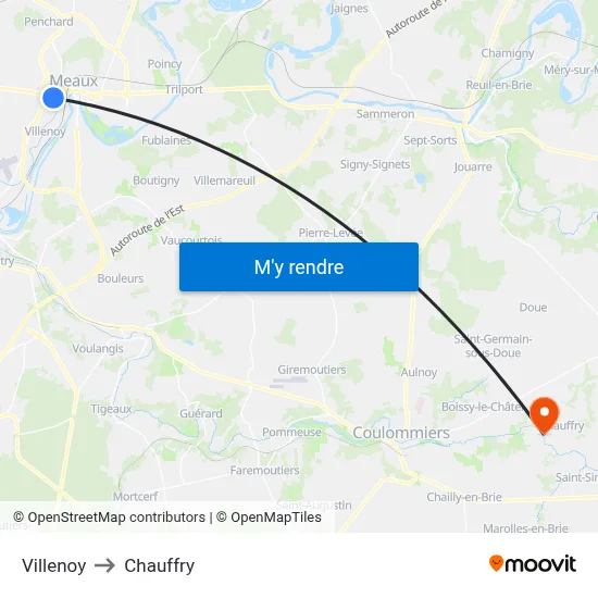 Villenoy to Chauffry map