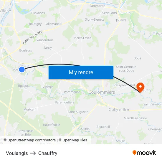 Voulangis to Chauffry map