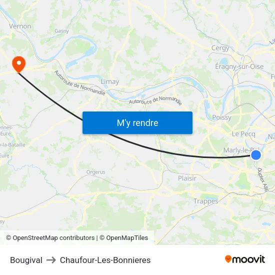 Bougival to Chaufour-Les-Bonnieres map