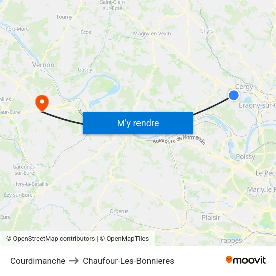 Courdimanche to Chaufour-Les-Bonnieres map