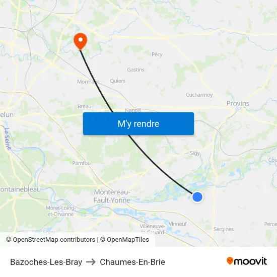 Bazoches-Les-Bray to Chaumes-En-Brie map