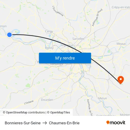 Bonnieres-Sur-Seine to Chaumes-En-Brie map
