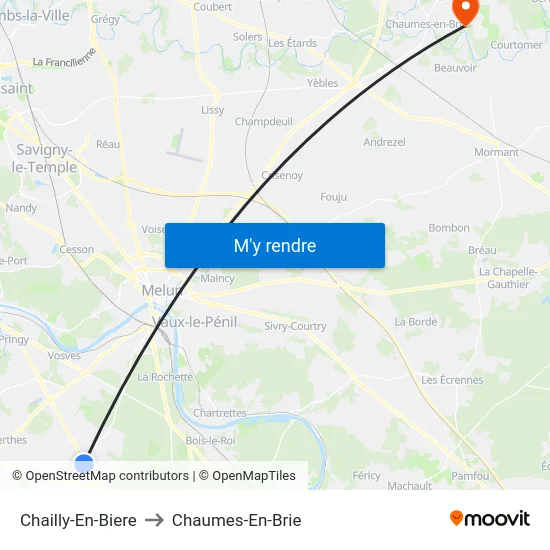 Chailly-En-Biere to Chaumes-En-Brie map