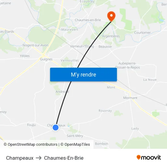 Champeaux to Chaumes-En-Brie map