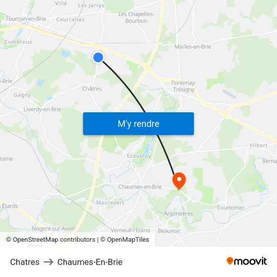 Chatres to Chaumes-En-Brie map