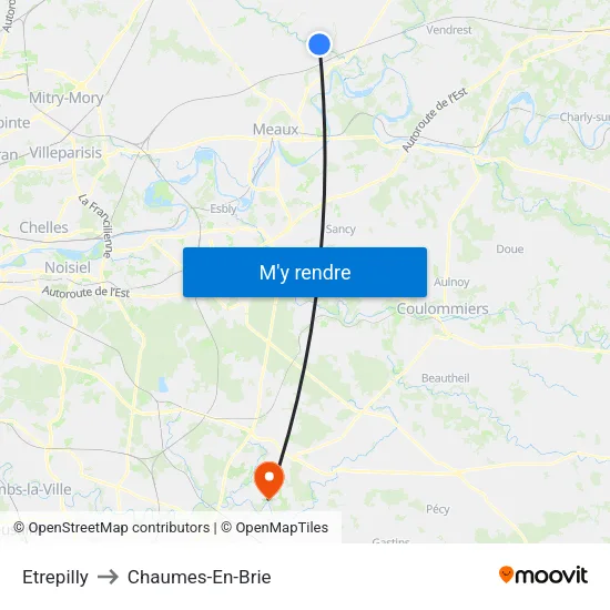 Etrepilly to Chaumes-En-Brie map