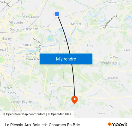 Le Plessis-Aux-Bois to Chaumes-En-Brie map