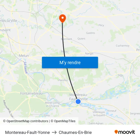 Montereau-Fault-Yonne to Chaumes-En-Brie map