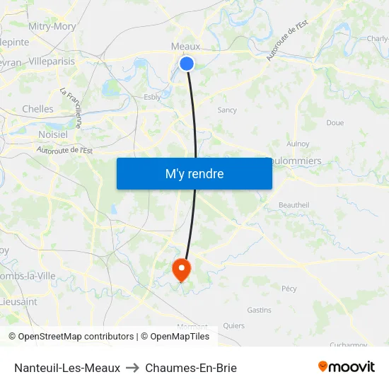 Nanteuil-Les-Meaux to Chaumes-En-Brie map