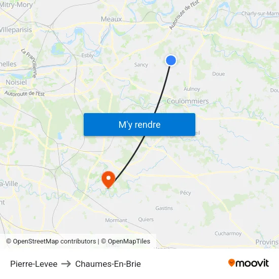 Pierre-Levee to Chaumes-En-Brie map