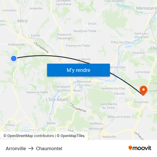 Arronville to Chaumontel map