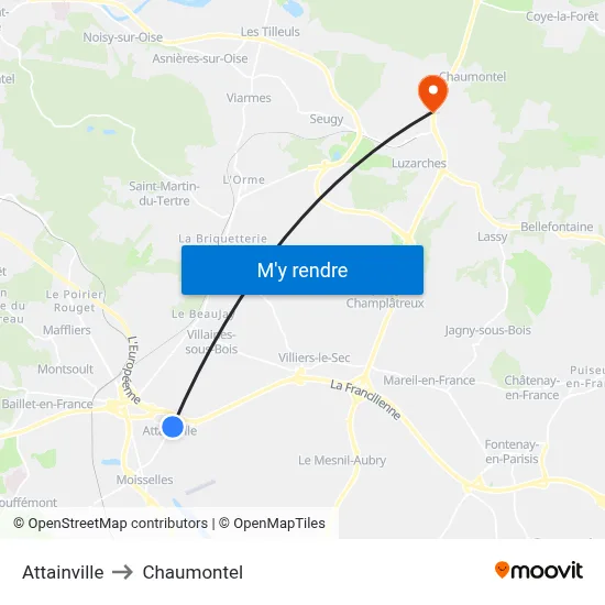 Attainville to Chaumontel map