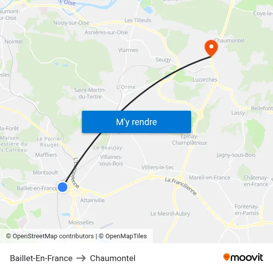 Baillet-En-France to Chaumontel map