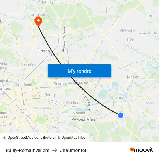 Bailly-Romainvilliers to Chaumontel map
