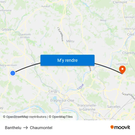 Banthelu to Chaumontel map