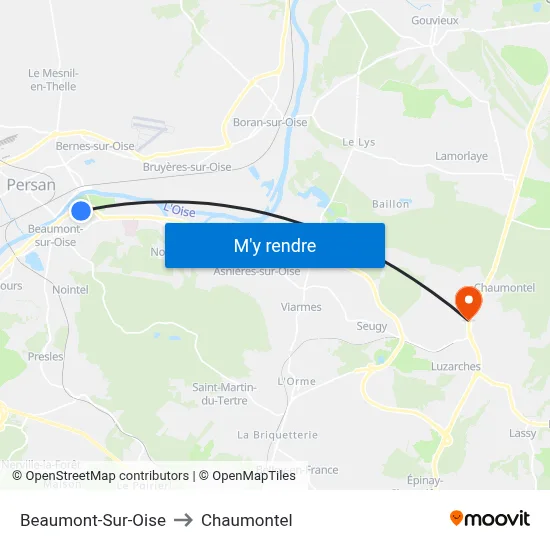 Beaumont-Sur-Oise to Chaumontel map