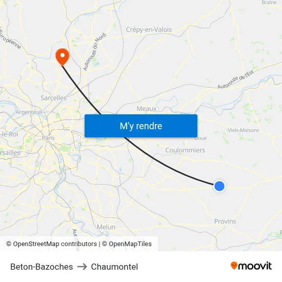 Beton-Bazoches to Chaumontel map