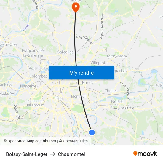 Boissy-Saint-Leger to Chaumontel map