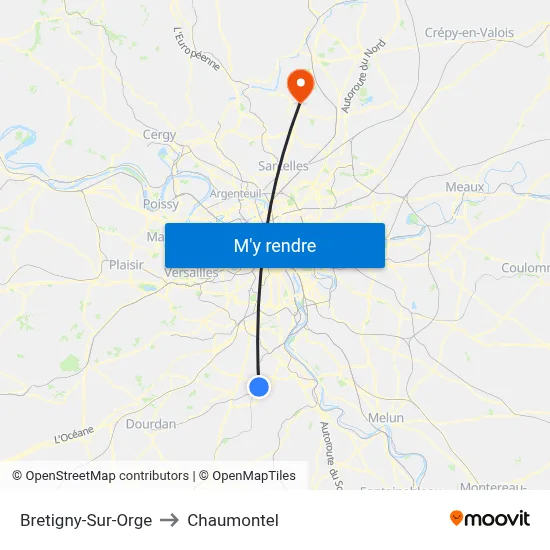 Bretigny-Sur-Orge to Chaumontel map