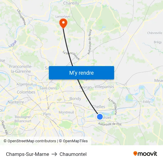 Champs-Sur-Marne to Chaumontel map