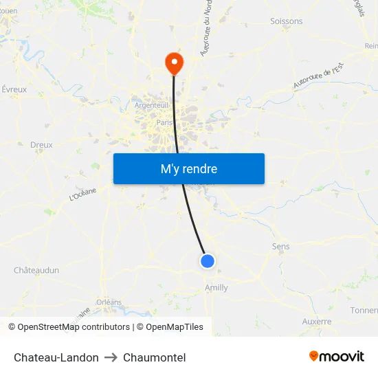 Chateau-Landon to Chaumontel map