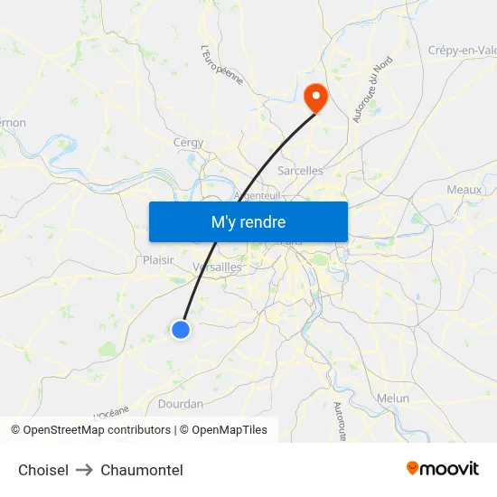 Choisel to Chaumontel map