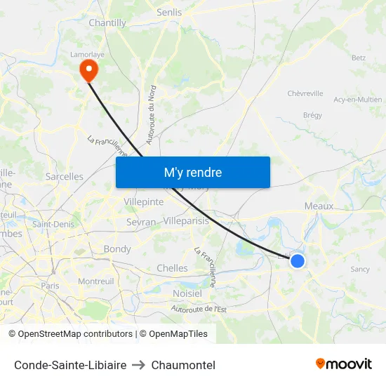 Conde-Sainte-Libiaire to Chaumontel map