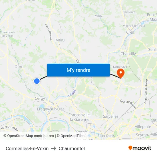Cormeilles-En-Vexin to Chaumontel map