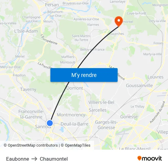 Eaubonne to Chaumontel map