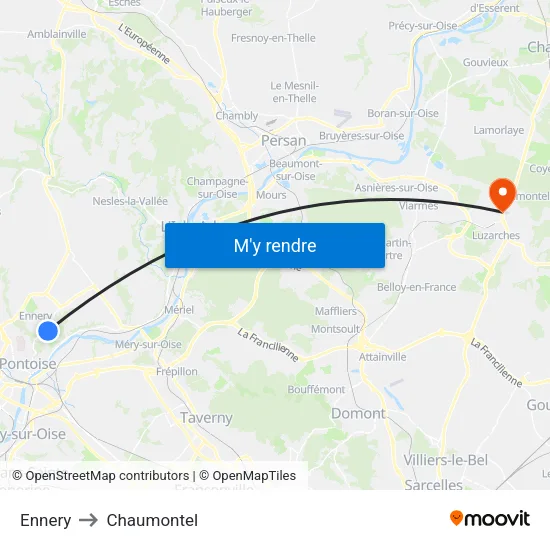 Ennery to Chaumontel map