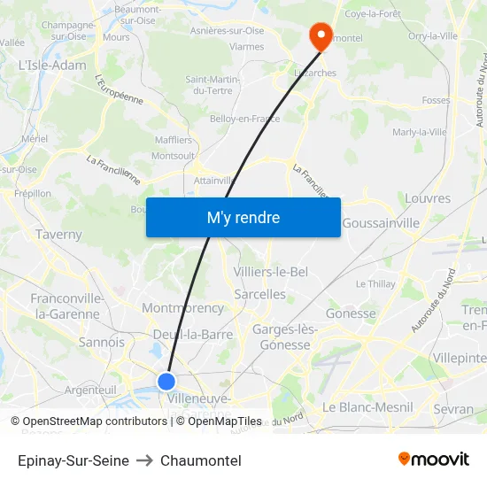 Epinay-Sur-Seine to Chaumontel map