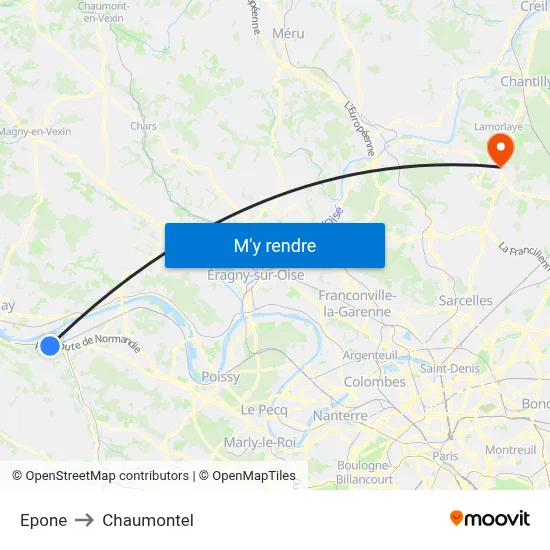 Epone to Chaumontel map