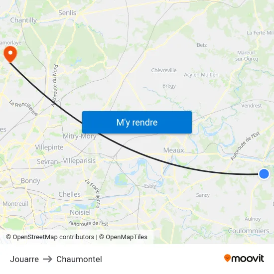 Jouarre to Chaumontel map