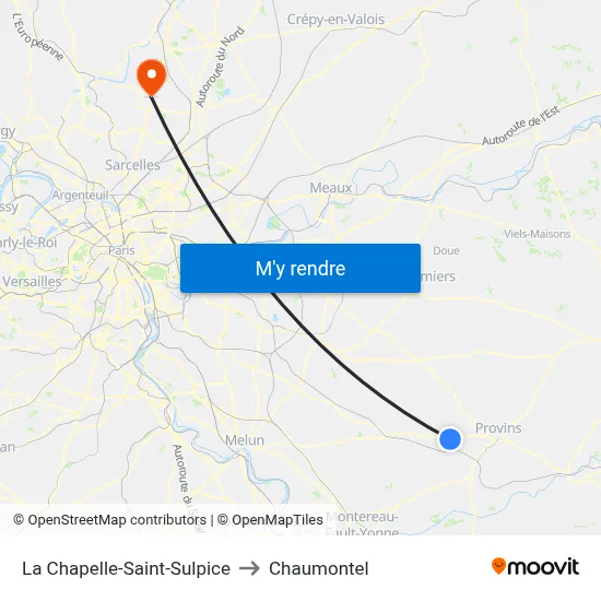 La Chapelle-Saint-Sulpice to Chaumontel map