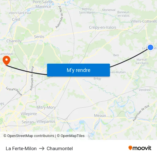 La Ferte-Milon to Chaumontel map