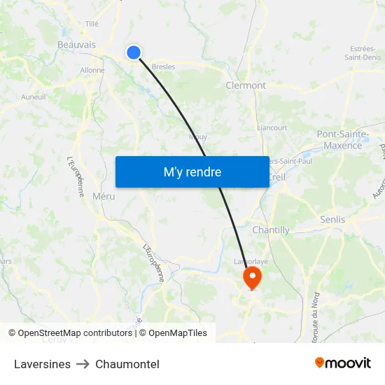Laversines to Chaumontel map