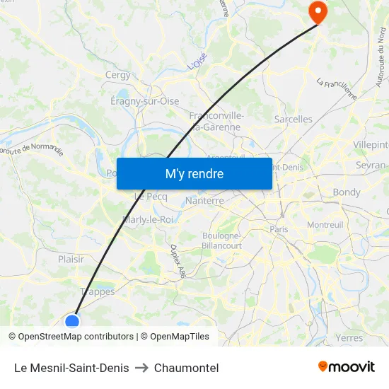 Le Mesnil-Saint-Denis to Chaumontel map