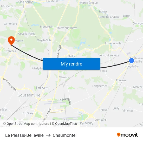 Le Plessis-Belleville to Chaumontel map