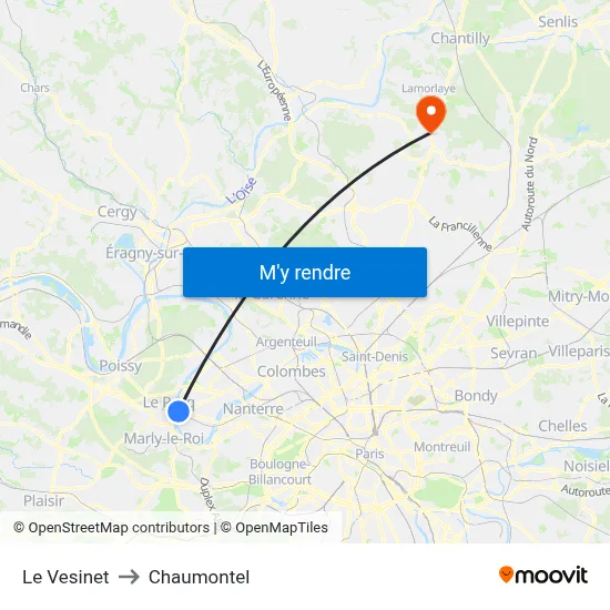 Le Vesinet to Chaumontel map