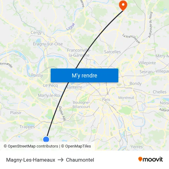 Magny-Les-Hameaux to Chaumontel map
