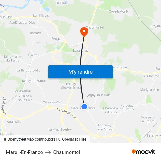 Mareil-En-France to Chaumontel map