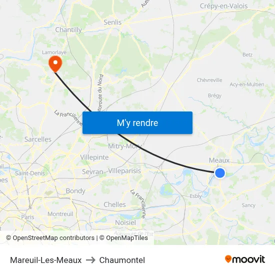 Mareuil-Les-Meaux to Chaumontel map