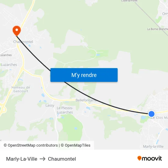 Marly-La-Ville to Chaumontel map